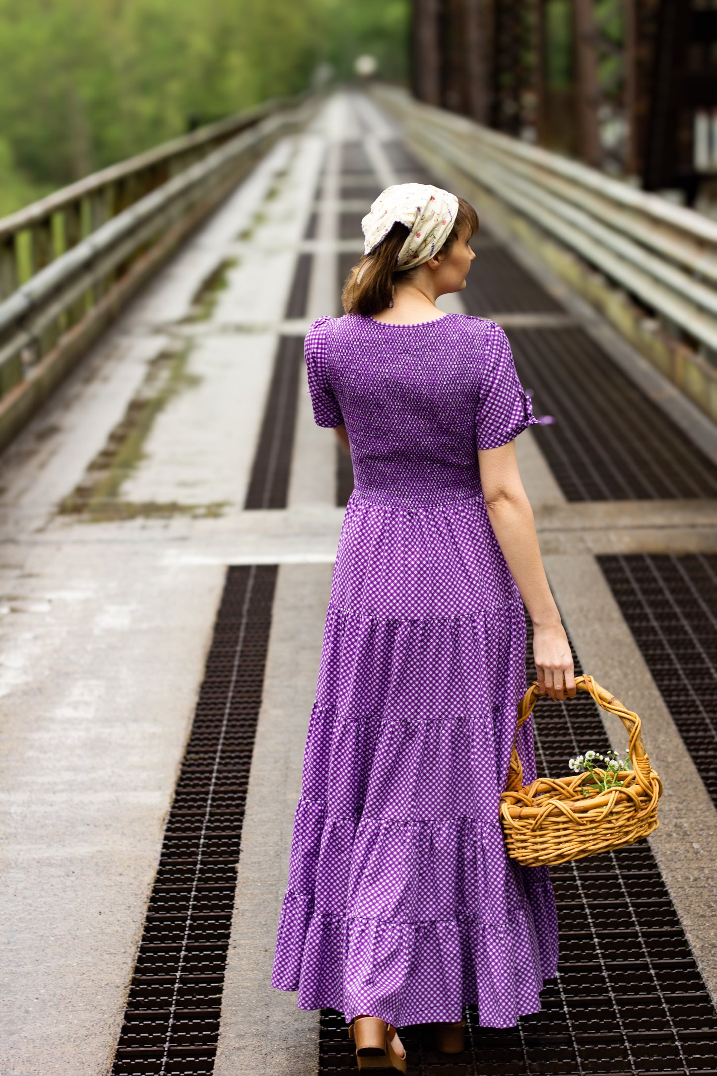 Morning Glory Gingham ~ five-tiered Nightingale Dress