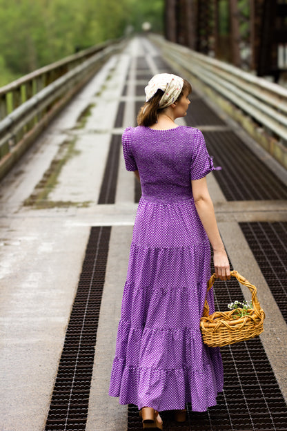 Morning Glory Gingham ~ five-tiered Nightingale Dress
