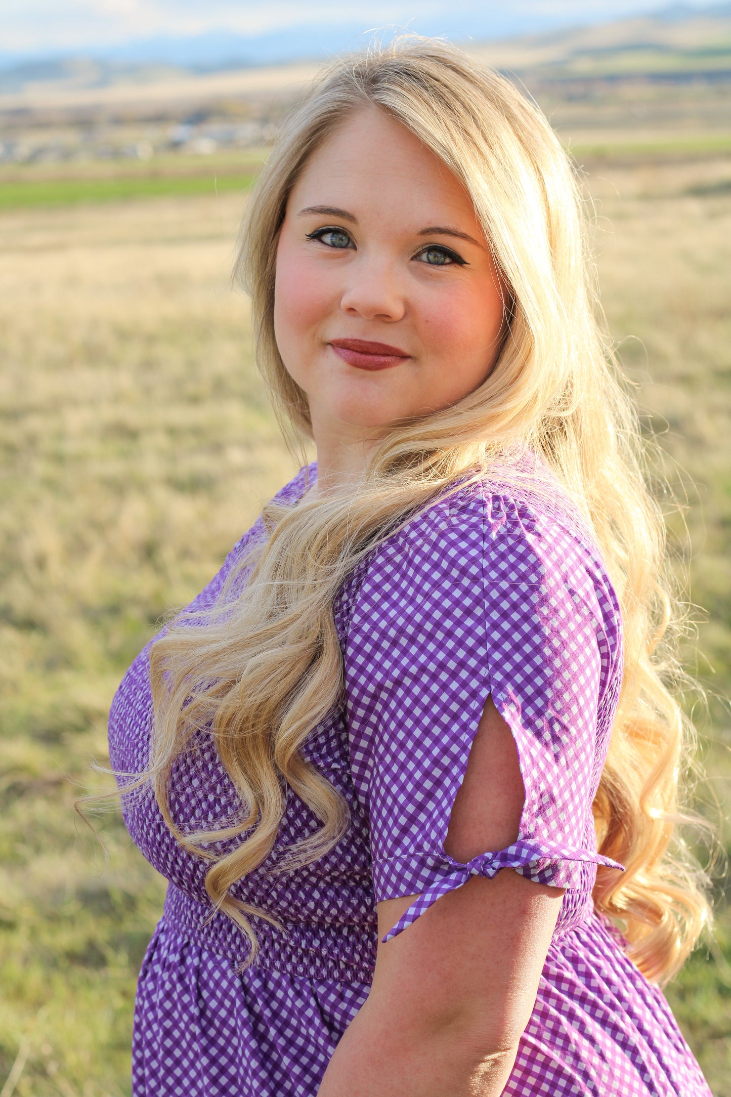 Morning Glory Gingham ~ five-tiered Nightingale Dress