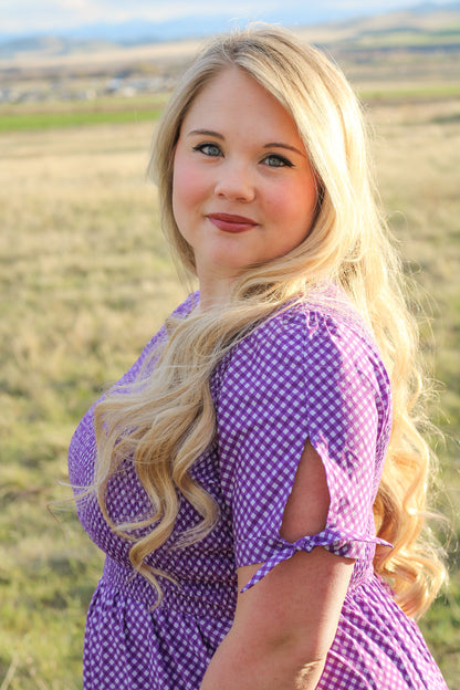 Morning Glory Gingham ~ five-tiered Nightingale Dress
