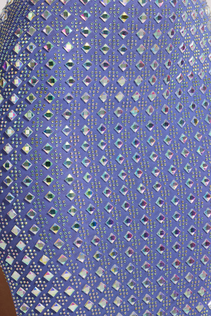 Embellished Mid Rise Maxi Skirt in Blue