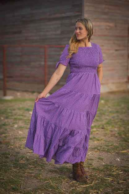 Morning Glory Gingham ~ five-tiered Nightingale Dress