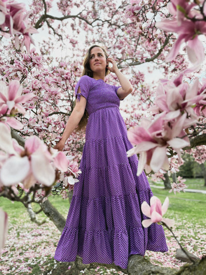 Morning Glory Gingham ~ five-tiered Nightingale Dress