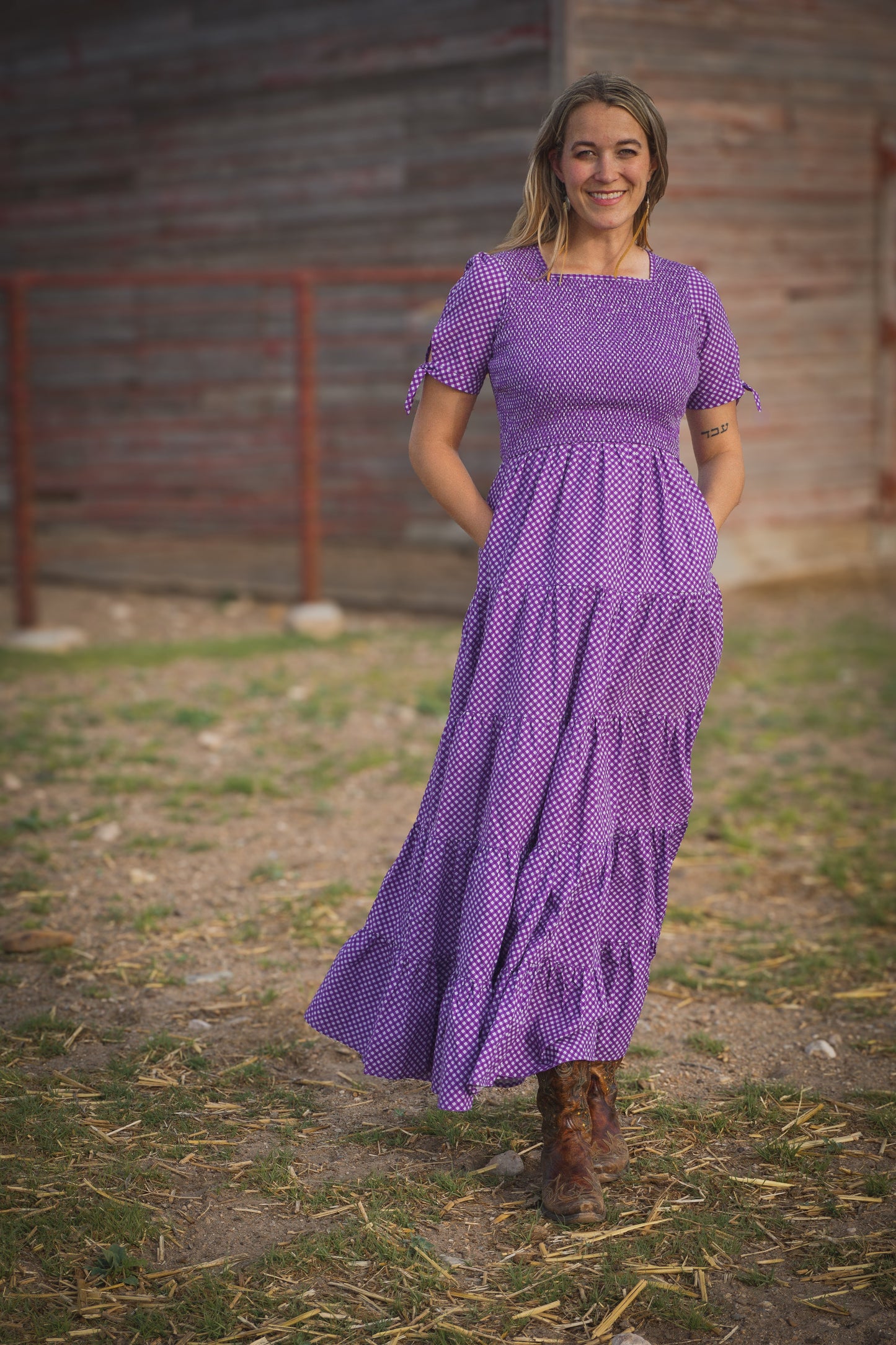 Morning Glory Gingham ~ five-tiered Nightingale Dress
