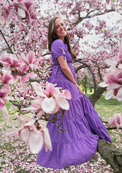 Morning Glory Gingham ~ five-tiered Nightingale Dress