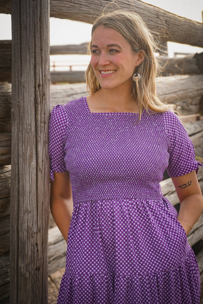 Morning Glory Gingham ~ five-tiered Nightingale Dress