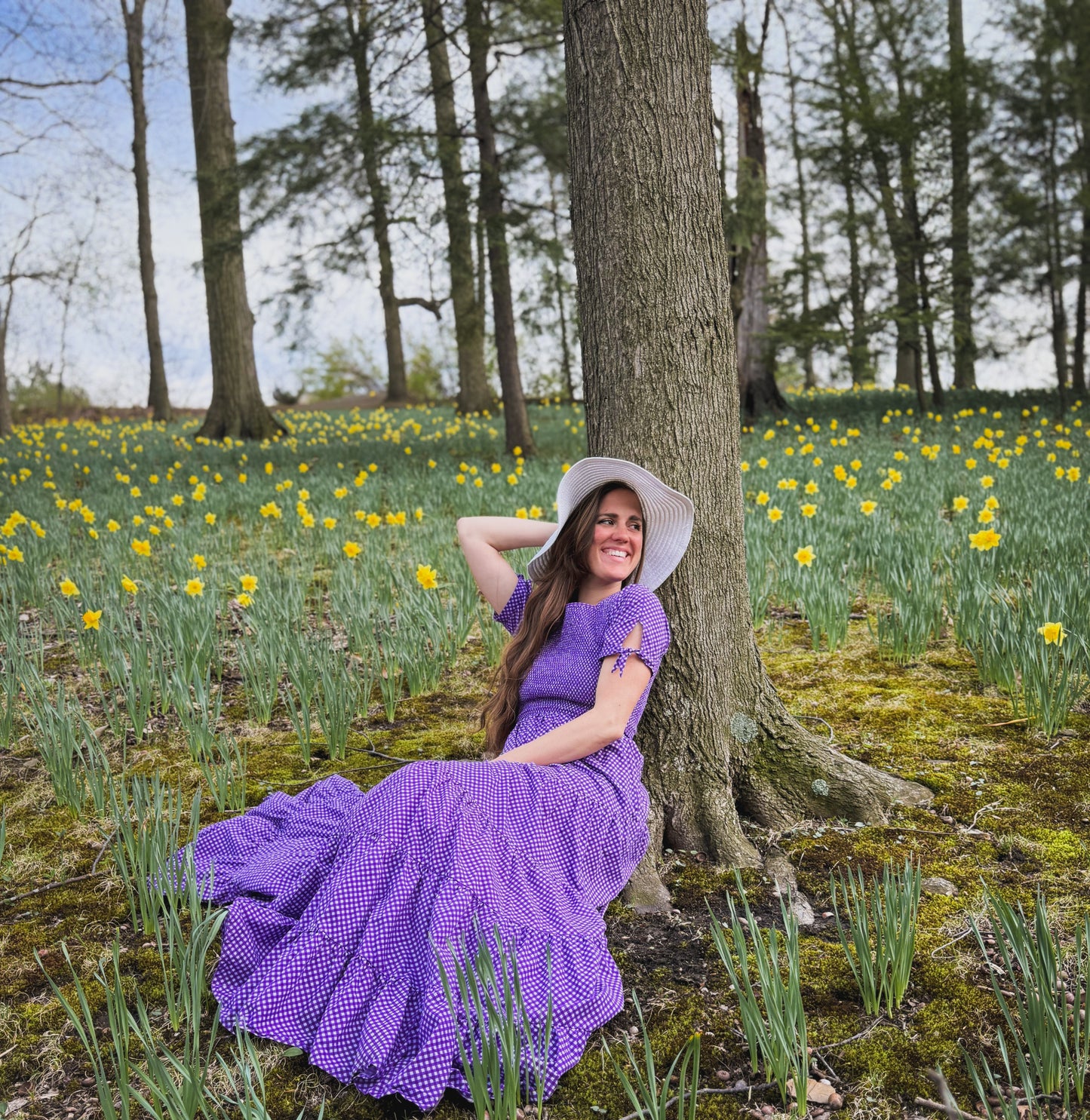 Morning Glory Gingham ~ five-tiered Nightingale Dress