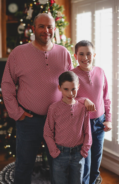 Cranberry Gingham ~ Men’s Lionheart Henley