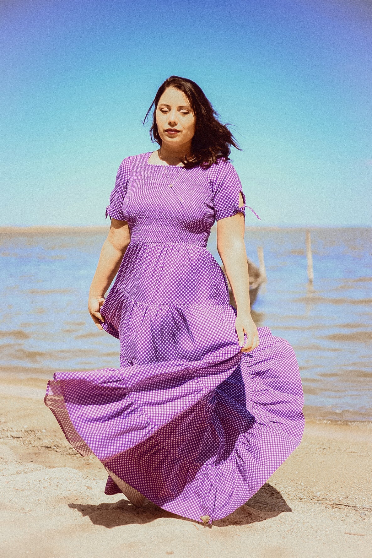 Morning Glory Gingham ~ five-tiered Nightingale Dress