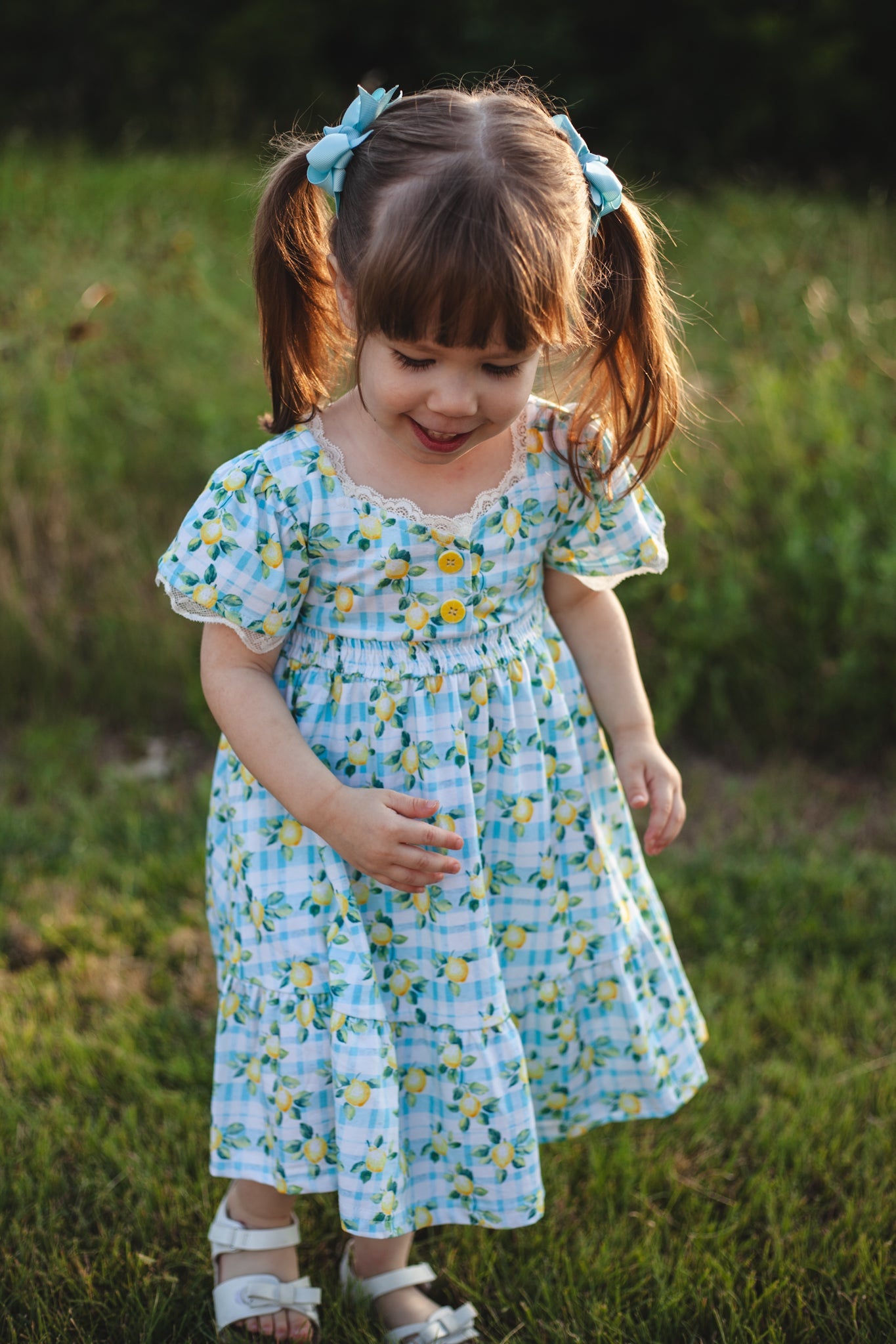 Little Lemon Gingham ~ Mini Keepsake Dress