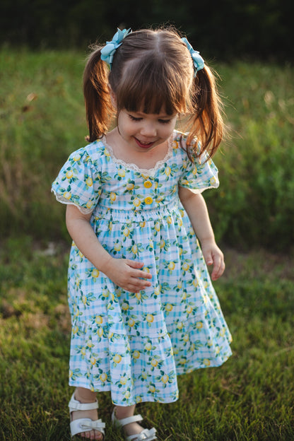Little Lemon Gingham ~ Mini Keepsake Dress