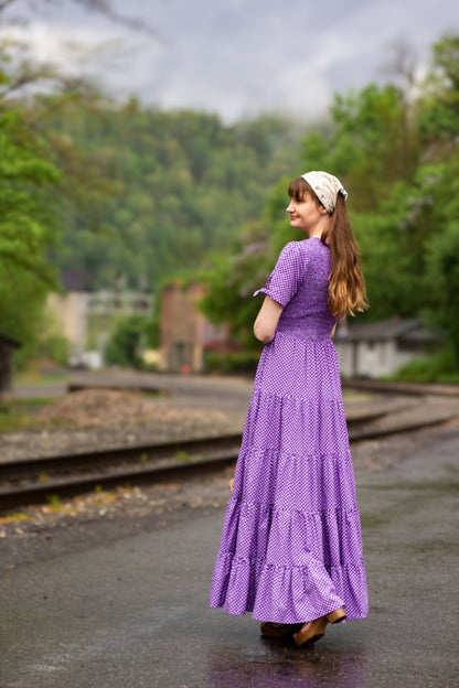 Morning Glory Gingham ~ five-tiered Nightingale Dress