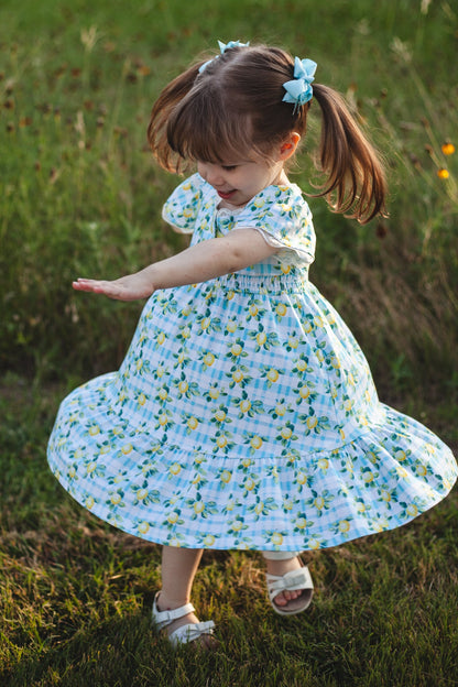 Little Lemon Gingham ~ Mini Keepsake Dress