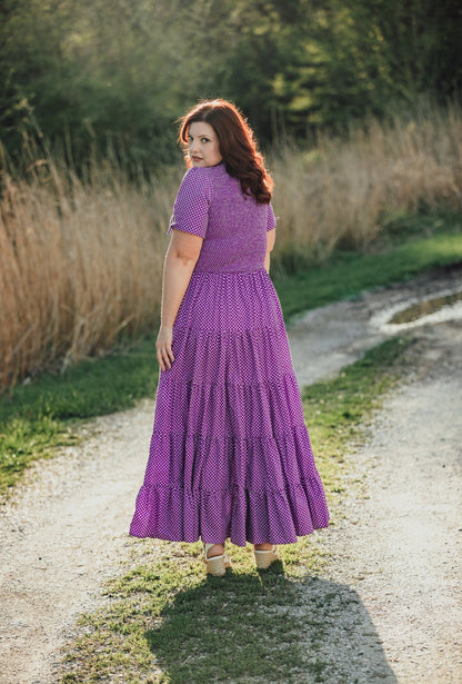Morning Glory Gingham ~ five-tiered Nightingale Dress