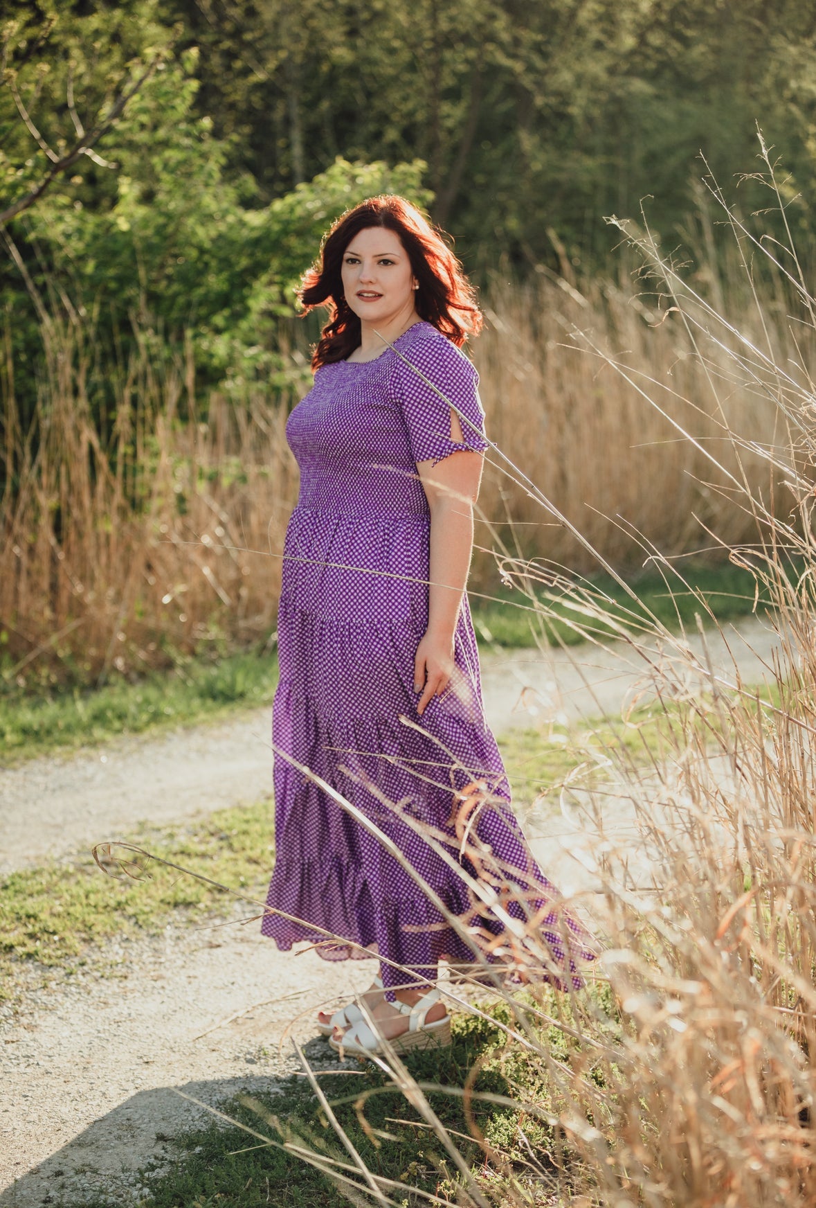Morning Glory Gingham ~ five-tiered Nightingale Dress