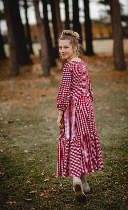 Cranberry Gingham ~ Novella Dress