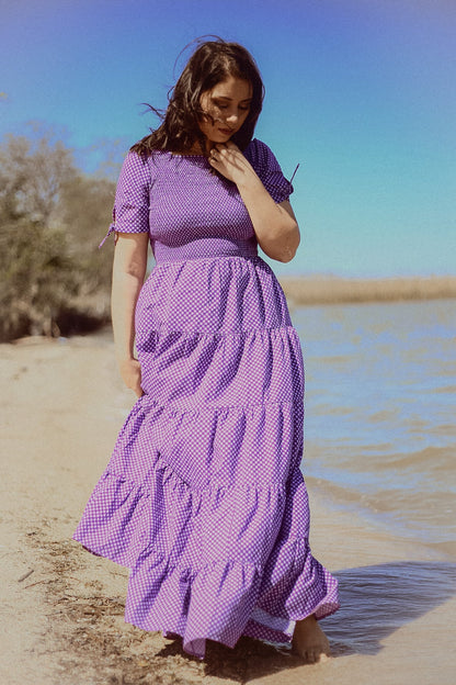 Morning Glory Gingham ~ five-tiered Nightingale Dress