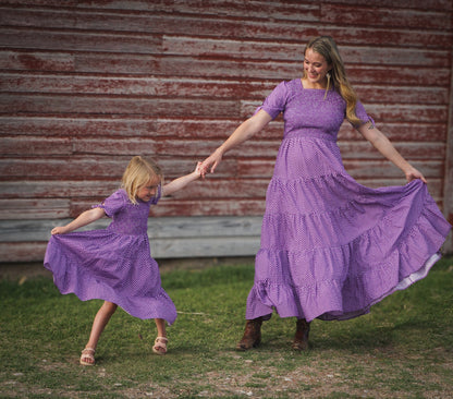 Morning Glory Gingham ~ five-tiered Nightingale Dress