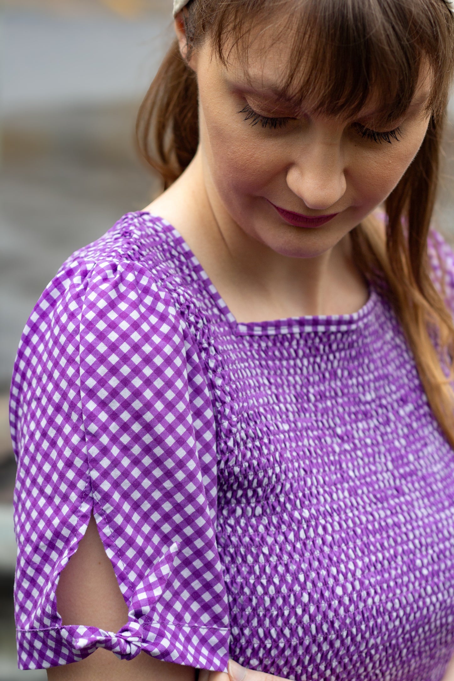 Morning Glory Gingham ~ five-tiered Nightingale Dress