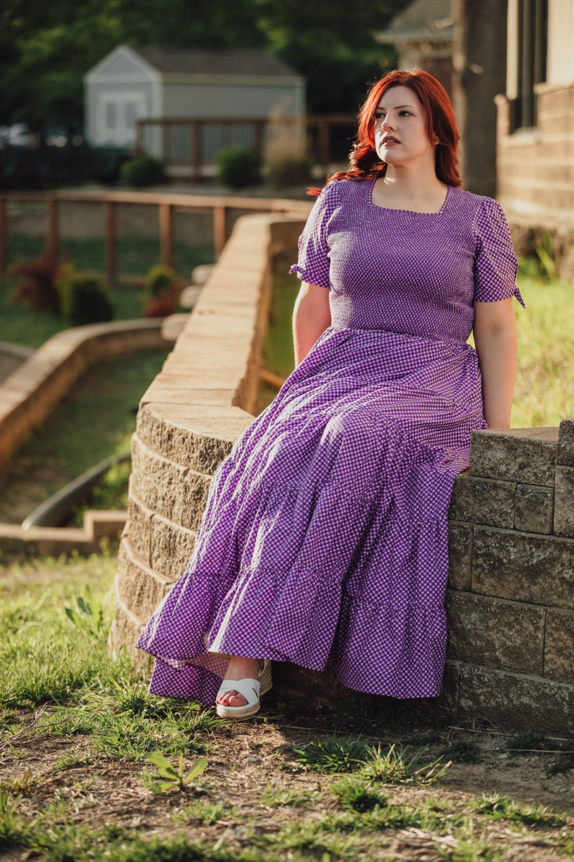 Morning Glory Gingham ~ five-tiered Nightingale Dress