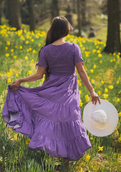 Morning Glory Gingham ~ five-tiered Nightingale Dress