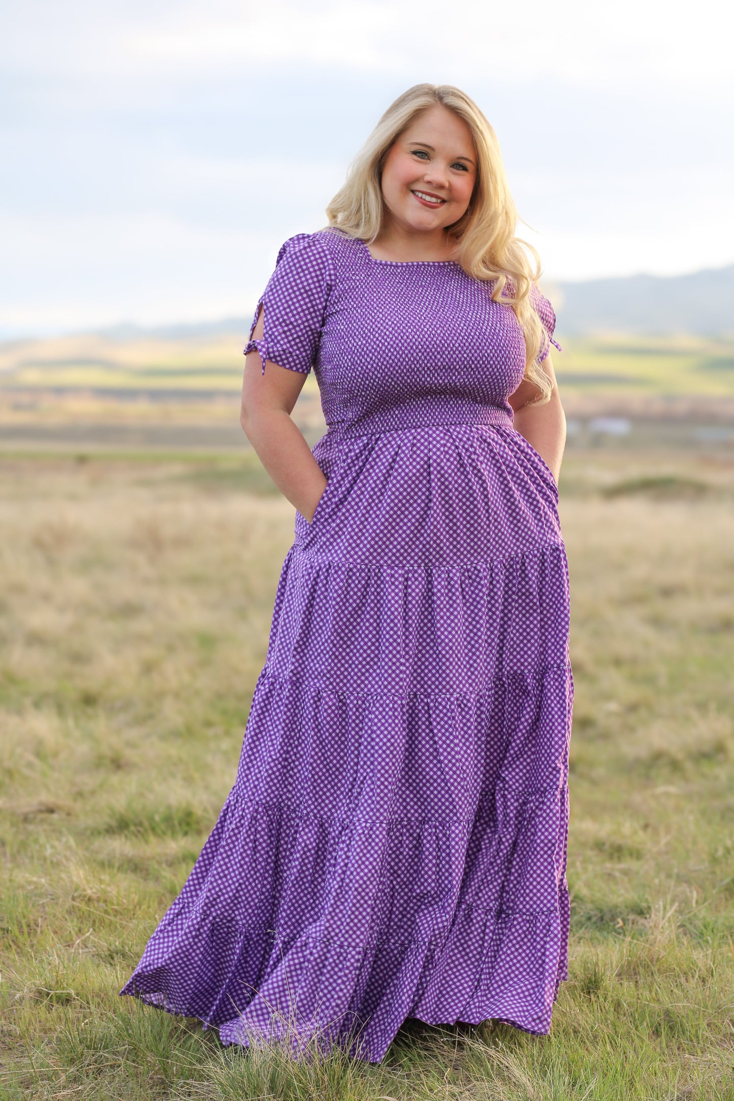 Morning Glory Gingham ~ five-tiered Nightingale Dress