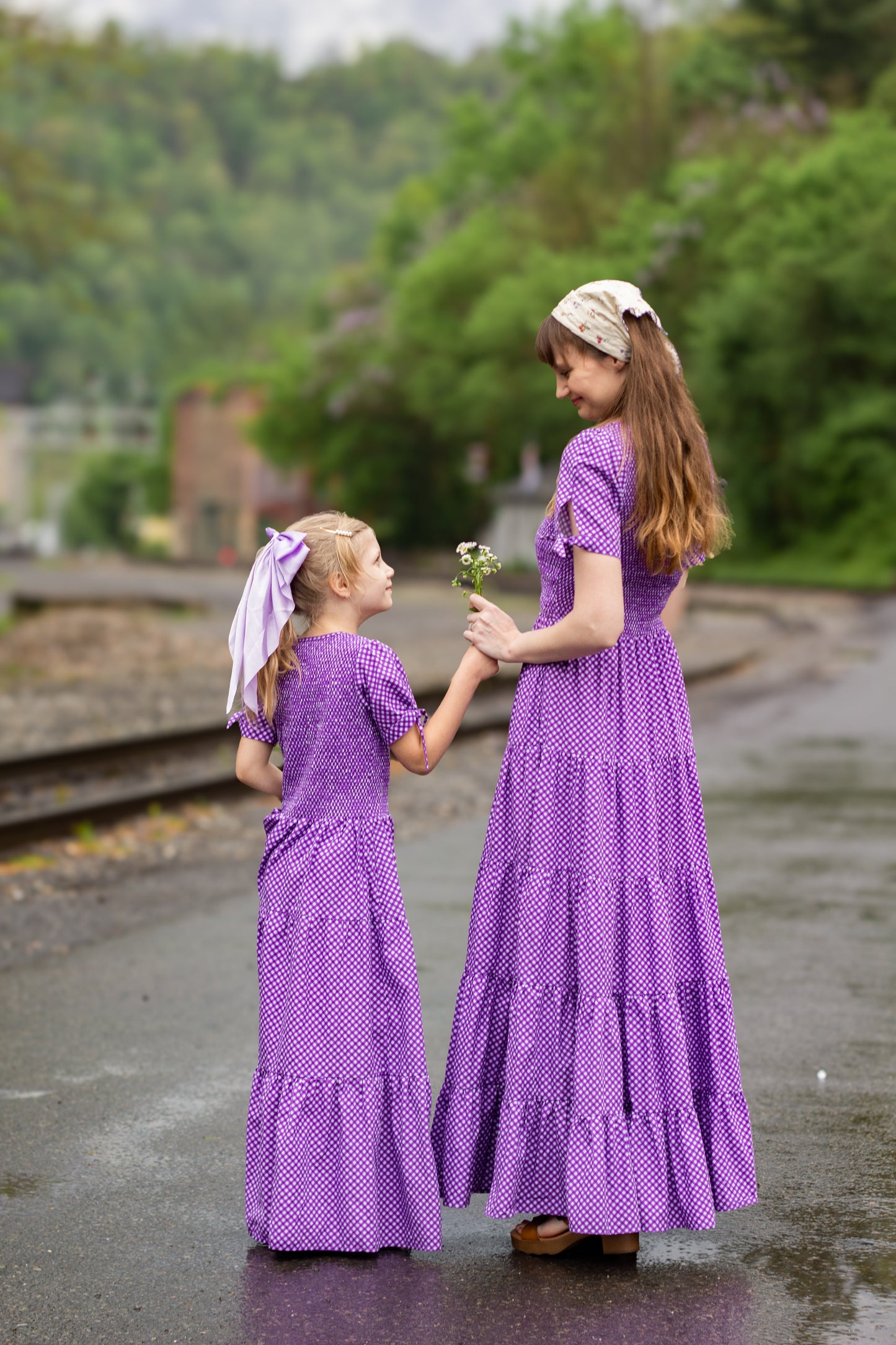 Morning Glory Gingham ~ five-tiered Nightingale Dress