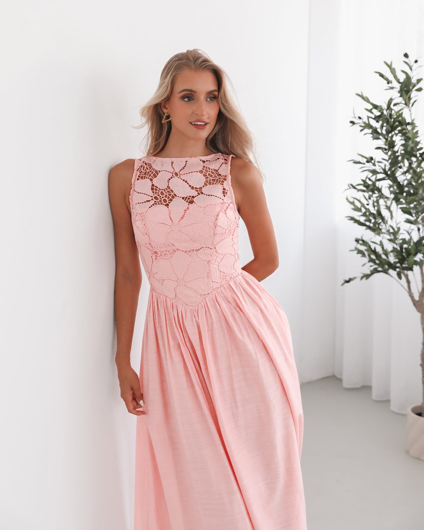 Contessa Pink Dress | Women's Lace Maxi Dress