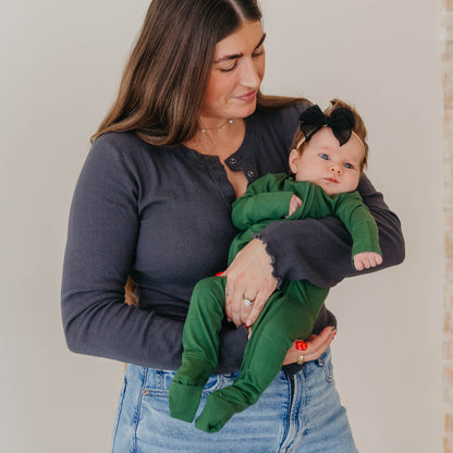 Convertible Zip-Up Footie Pajama - Alder