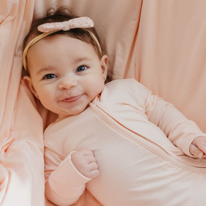 Convertible Zip-Up Footie Pajama - Blush