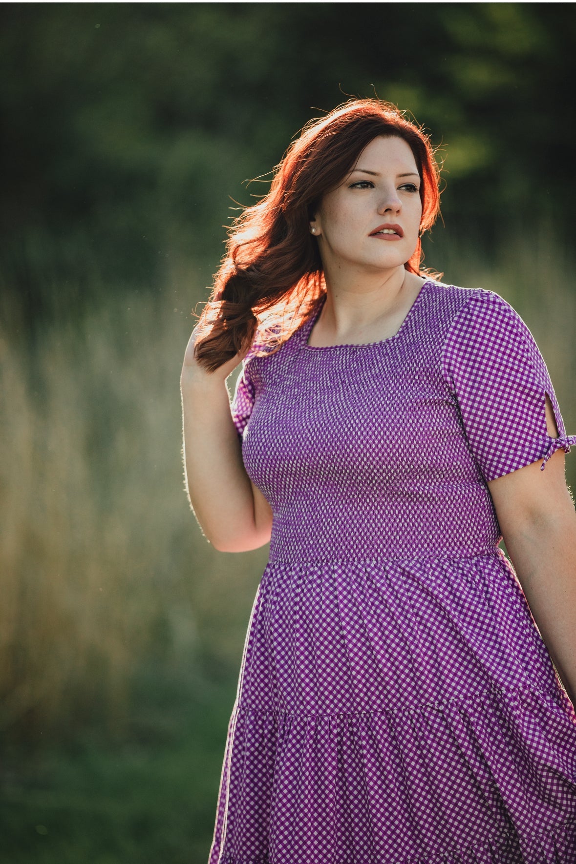 Morning Glory Gingham ~ five-tiered Nightingale Dress