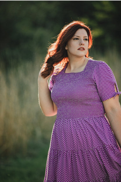 Morning Glory Gingham ~ five-tiered Nightingale Dress
