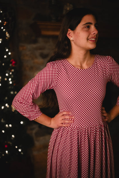 Cranberry Gingham ~ Novella Dress