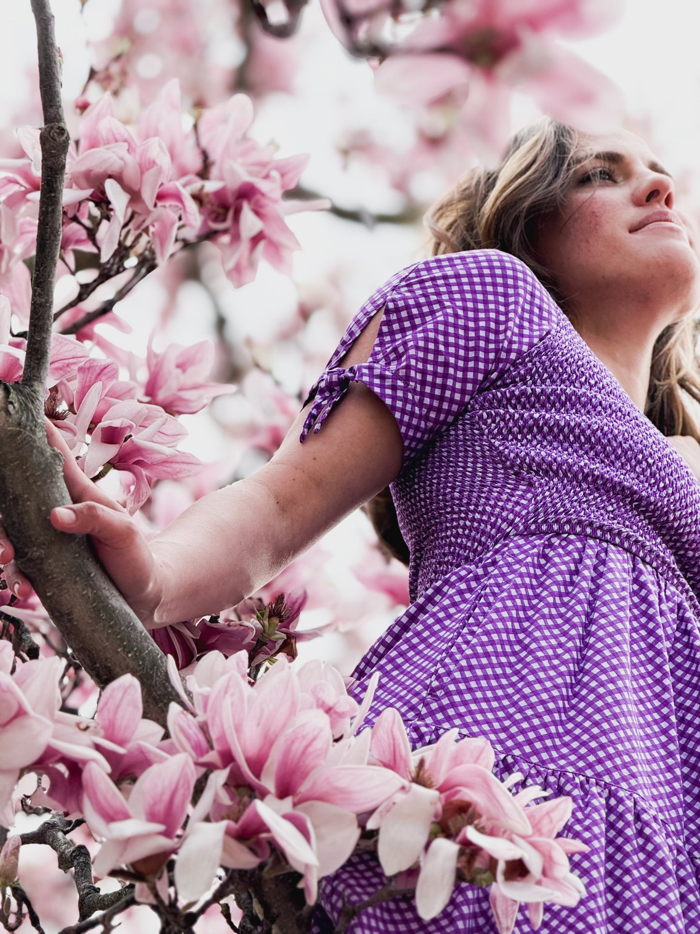 Morning Glory Gingham ~ five-tiered Nightingale Dress