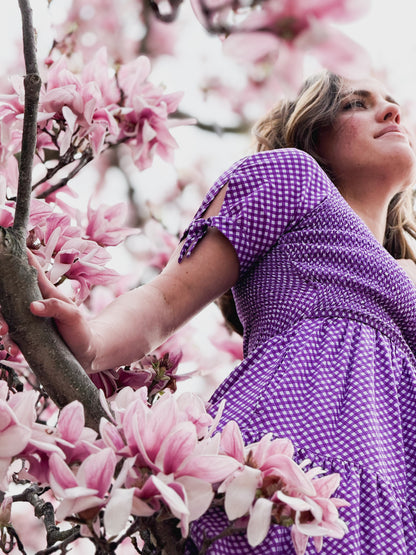 Morning Glory Gingham ~ five-tiered Nightingale Dress