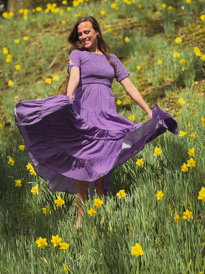 Morning Glory Gingham ~ five-tiered Nightingale Dress