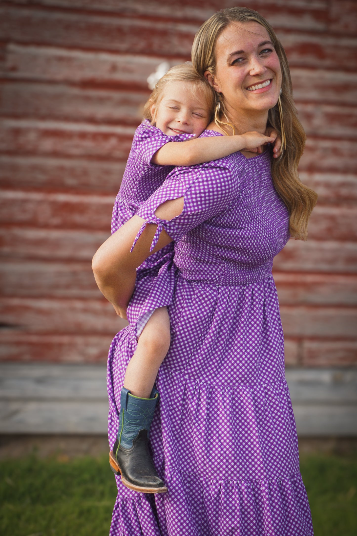 Morning Glory Gingham ~ five-tiered Nightingale Dress