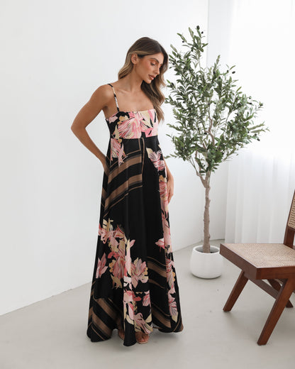Deyah Black Floral Dress | Women's Floral Maxi Dress