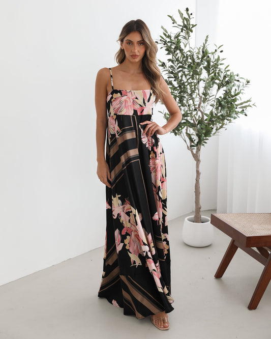 Deyah Black Floral Dress | Women's Floral Maxi Dress