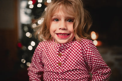 Cranberry Gingham ~ Boy’s Lionheart Henley