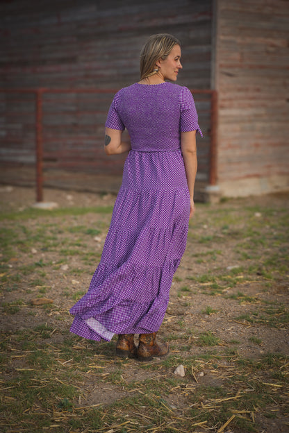 Morning Glory Gingham ~ five-tiered Nightingale Dress