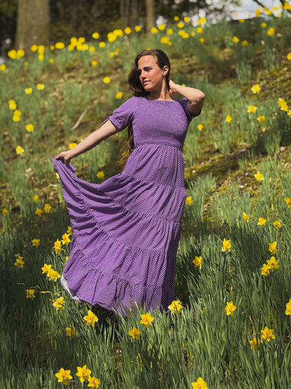 Morning Glory Gingham ~ five-tiered Nightingale Dress