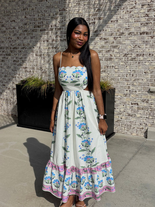 Jasper Floral Block Print Midi Dress