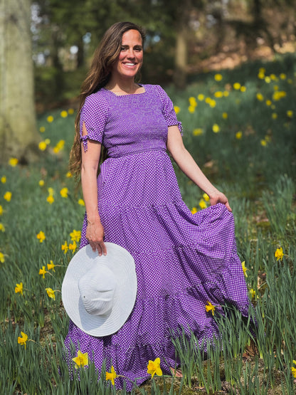 Morning Glory Gingham ~ five-tiered Nightingale Dress