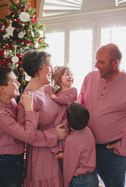 Cranberry Gingham ~ Boy’s Lionheart Henley