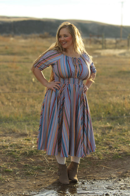 Painterly Pinstripes ~ Folklore Dress