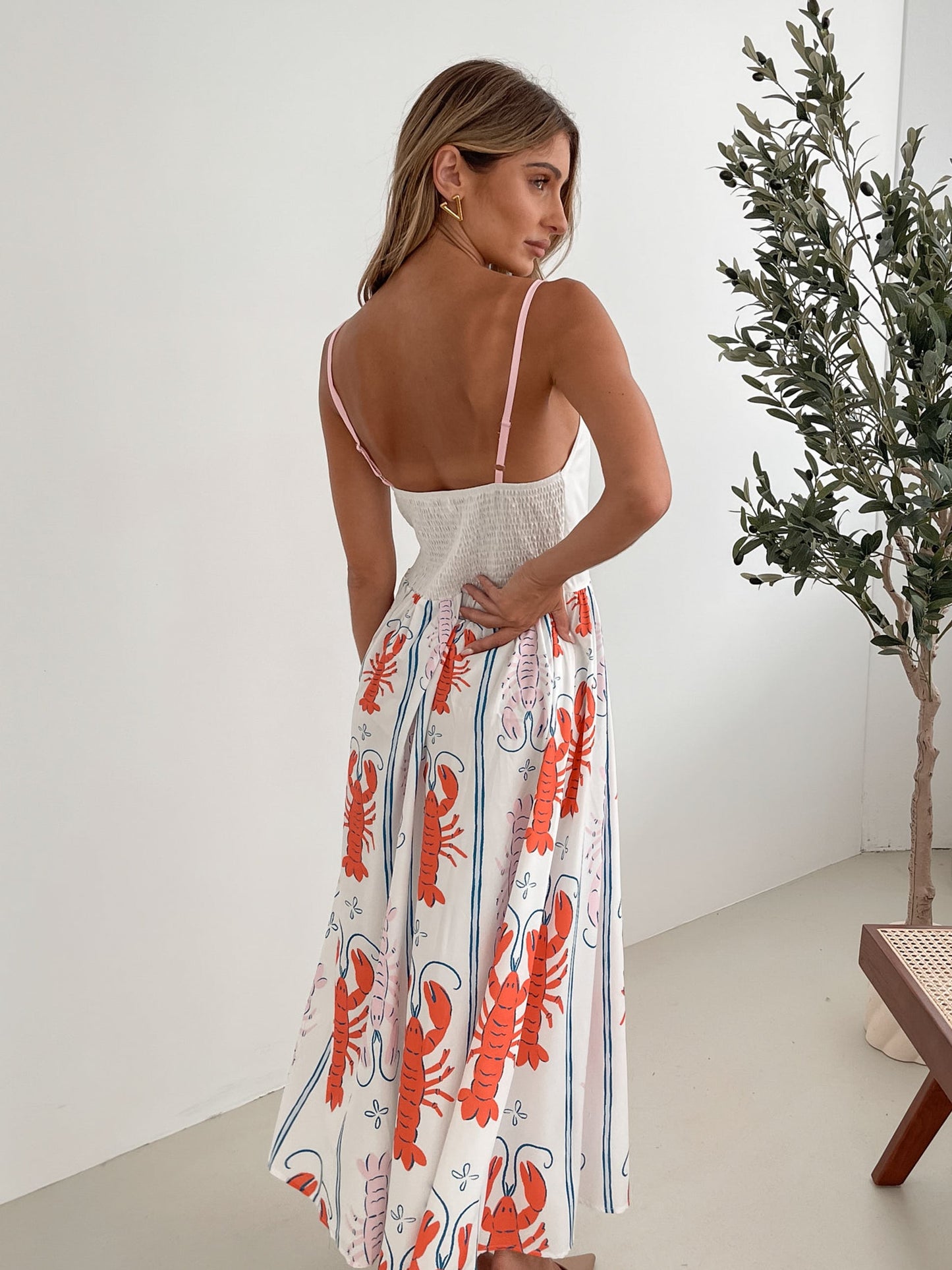 Evania White Print Dress | Women's Printed Midi Dress