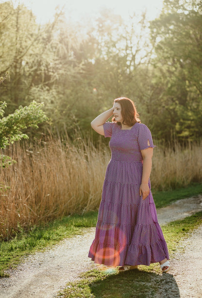 Morning Glory Gingham ~ five-tiered Nightingale Dress