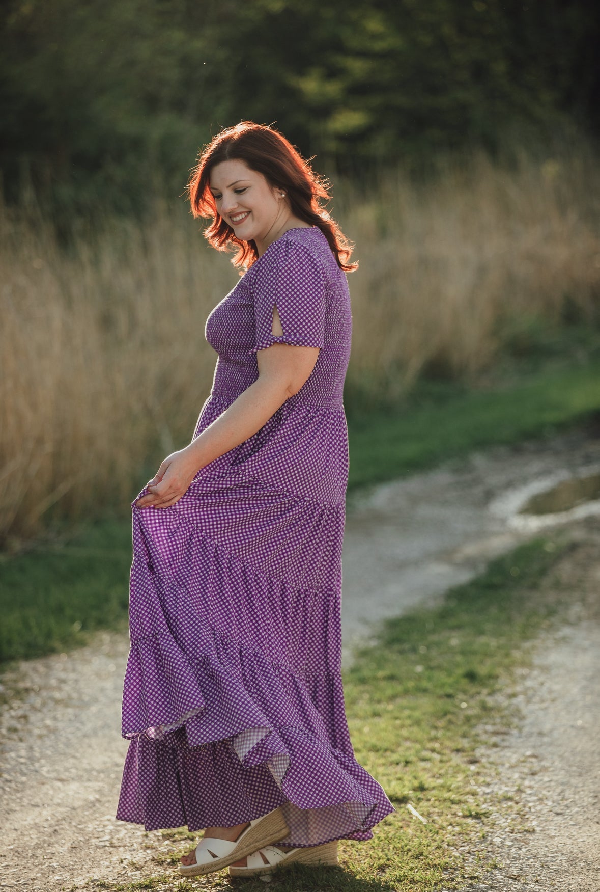 Morning Glory Gingham ~ five-tiered Nightingale Dress