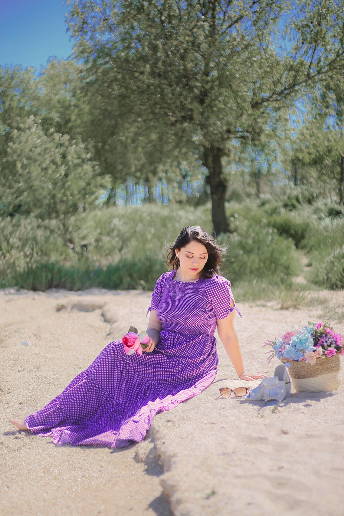 Morning Glory Gingham ~ five-tiered Nightingale Dress